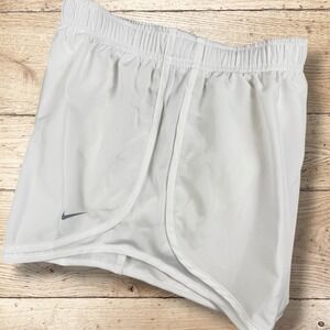 NIKE Women's Dri-FIT Tempo Mid-Rise Brief-Lined Running‎ Shorts Size L White NWT